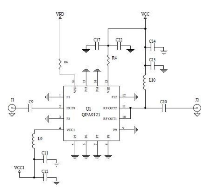 Schematic - Qorvo QPA9121 Evaluation Board